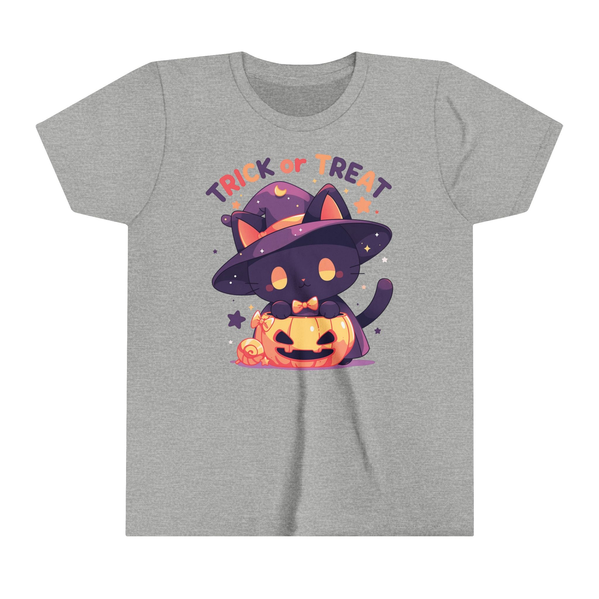 Copy of Trick Or Treat Witch Kitty Pumpkin Cauldron Girls Halloween Short Sleeve Tee