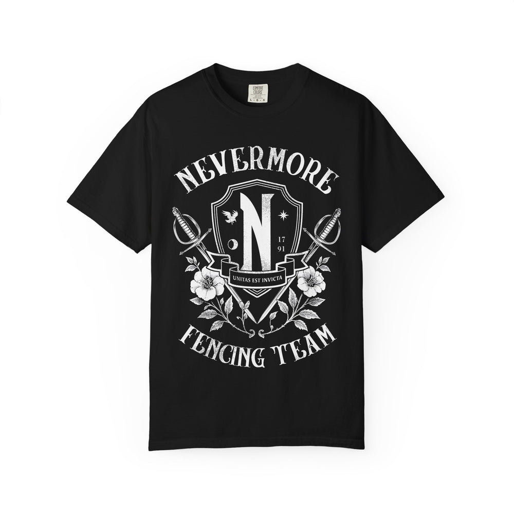 Nevermore Fencing Team Womens WUNDERLAND Backyard Dept Halloween Booteek Short Sleeve Tee