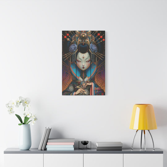 Regal Geisha Canvas Print — Surreal Portrait Wall Art
