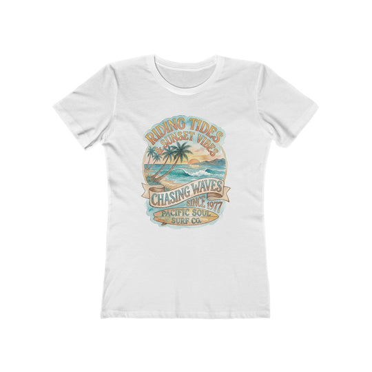 Chasing Waves Womens L'Atomique Graphic Boyfriend Short Sleeve tee