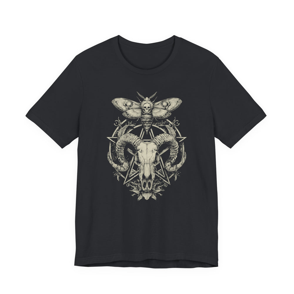 Occult Mystic Pentagram Ram Skull Men's Halloween Classic Fit Tee