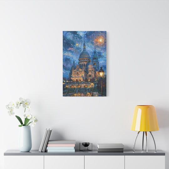 Sacre Coeur Under The Moon Canvas Wall Art