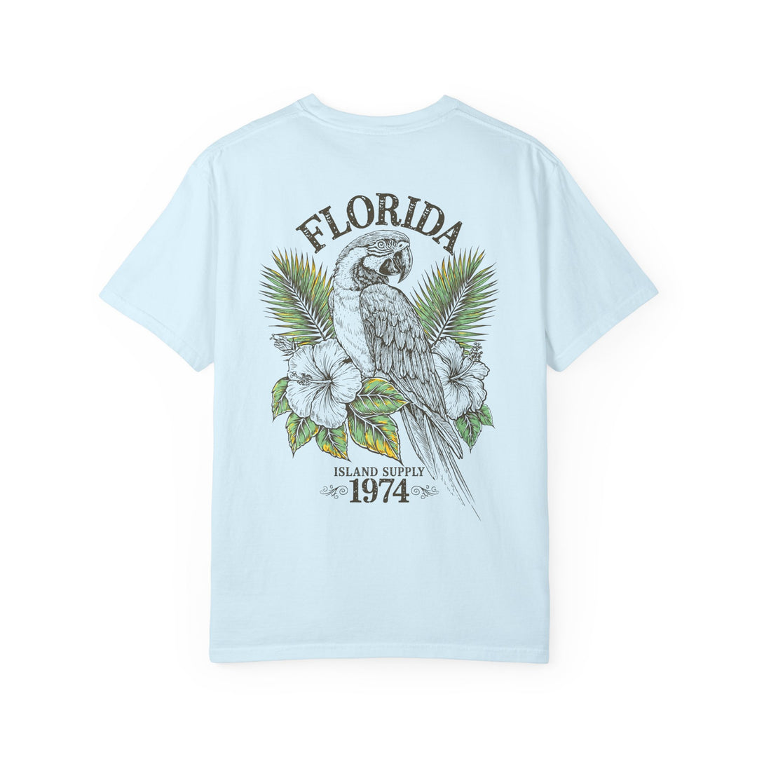 Florida Parrot T-Shirt Tropical Island Supply 1974 Mens AQUAVIDA Short Sleeve Tee