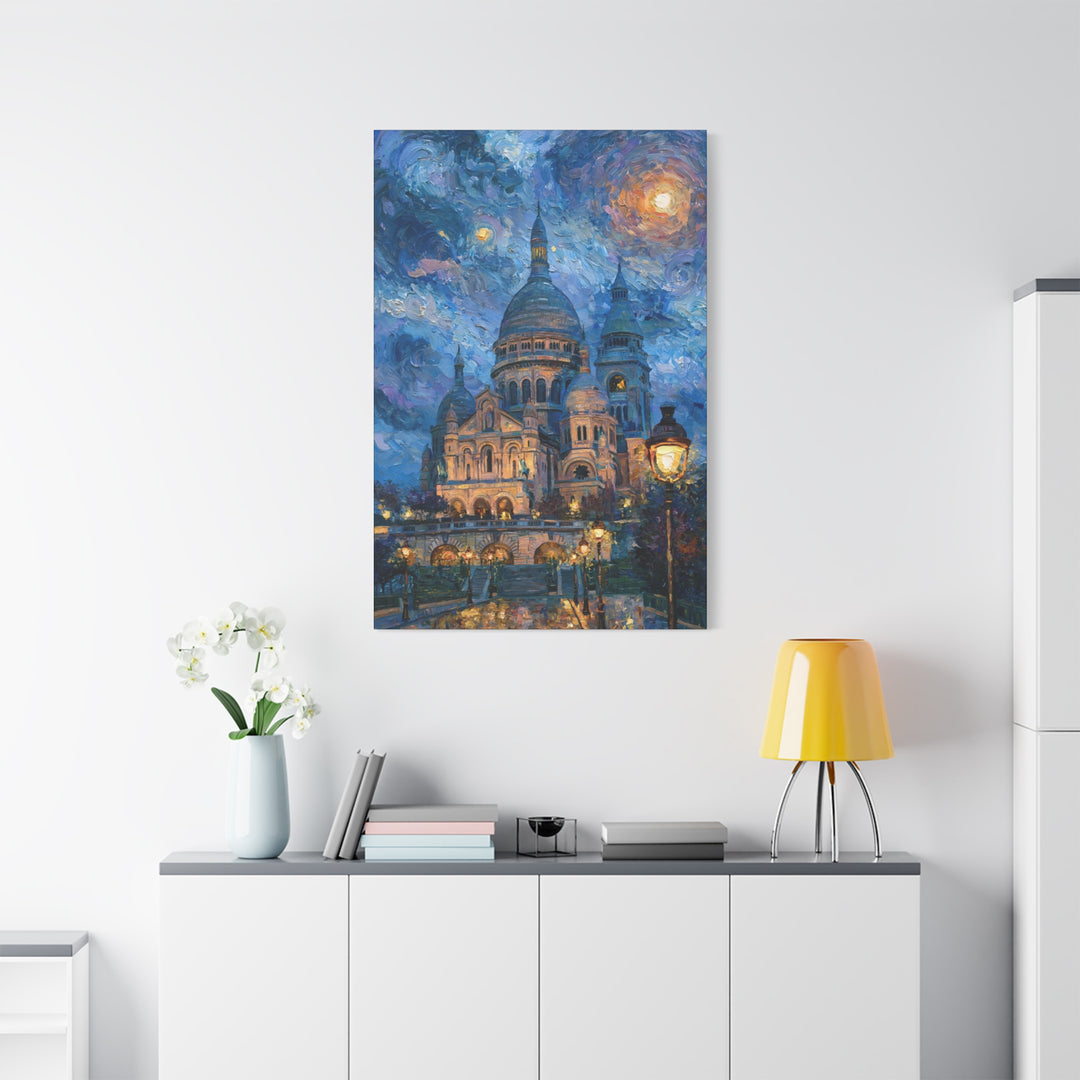 Sacre Coeur Under The Moon Canvas Wall Art