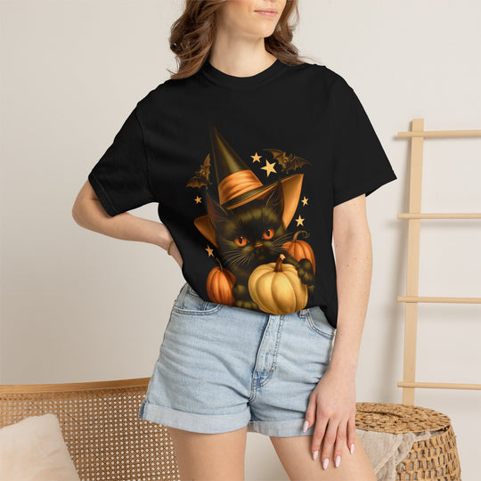Witch Kitty Pumpkin Womens WUNDERLAND Halloween Booteek Short Sleeve Tee