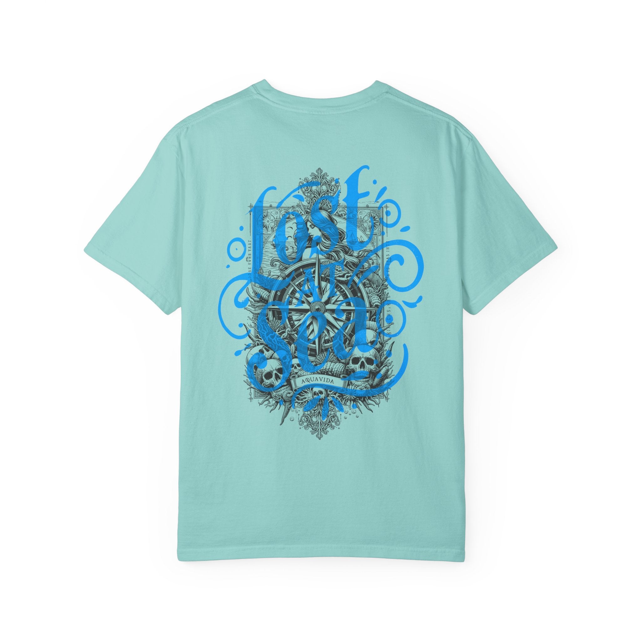 LOST AT SEA NAUTICAL COMPASS SKULLS Mens AQUA VIDA Short Sleeve Tee