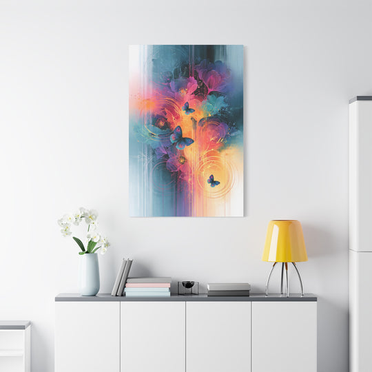 Flutter Of Colors Butterflies And Flora Canvas Wall Art