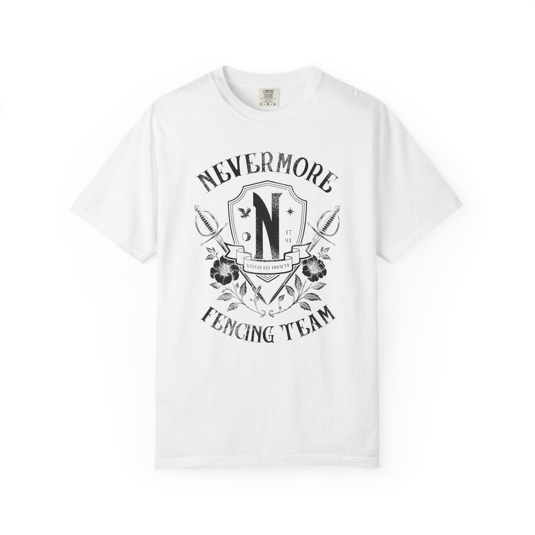 Nevermore Fencing Team Womens WUNDERLAND Backyard Dept Halloween Booteek Short Sleeve Tee