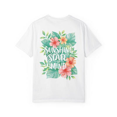 Sunshine State Of Mind Tropical Flowers Womens L'Atomique Relaxed Fit Comfort Colors Back Graphic Tee