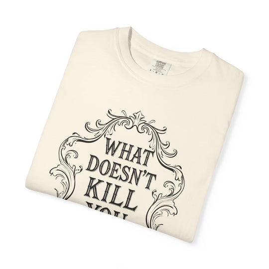 What Doesn't Kill You Womens WUNDERLAND Backyard Dept Halloween Booteek Short Sleeve Tee