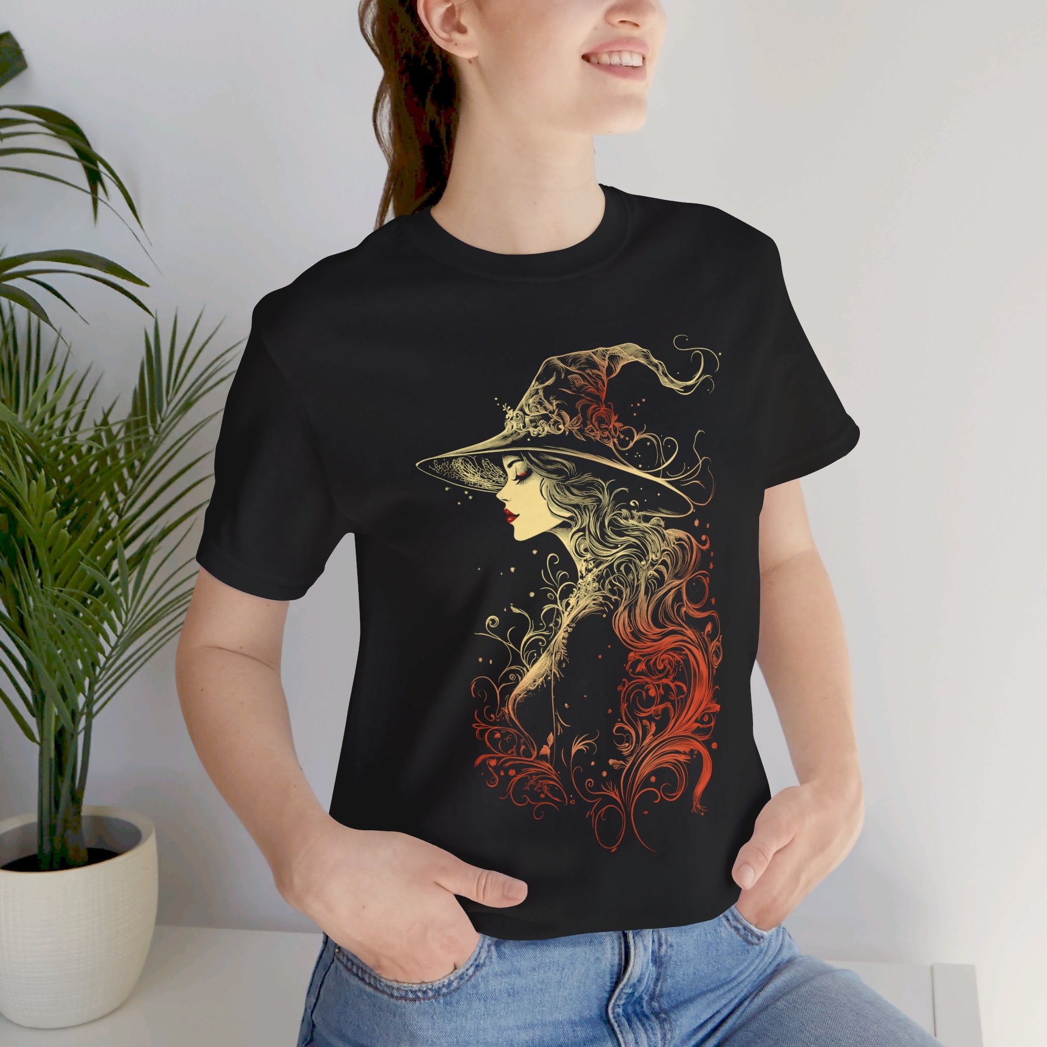 Beautiful Ornate Witch Womens Halloween Booteek Jersey Short Sleeve Tee