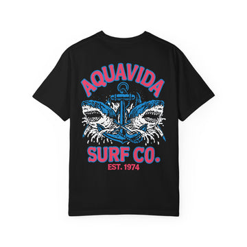 AquaVida Surf Co. T-Shirt — Vintage Shark Anchor Surf Tee Mens AQUA VIDA Short Sleeve Tee