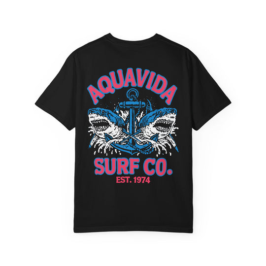 AquaVida Surf Co. T-Shirt — Vintage Shark Anchor Surf Tee Mens AQUA VIDA Short Sleeve Tee