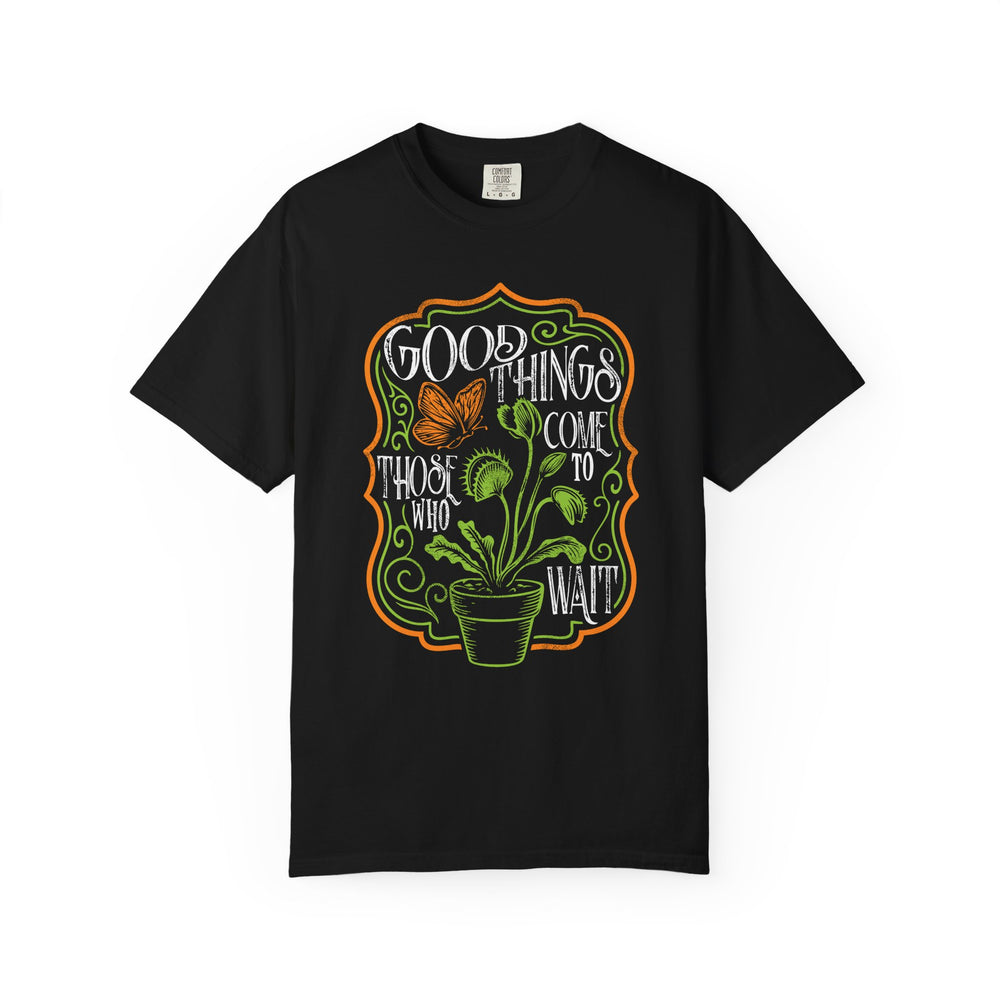Good Things Come To Those Who Wait Womens WUNDERLAND Backyard Dept Halloween Booteek Short Sleeve Tee