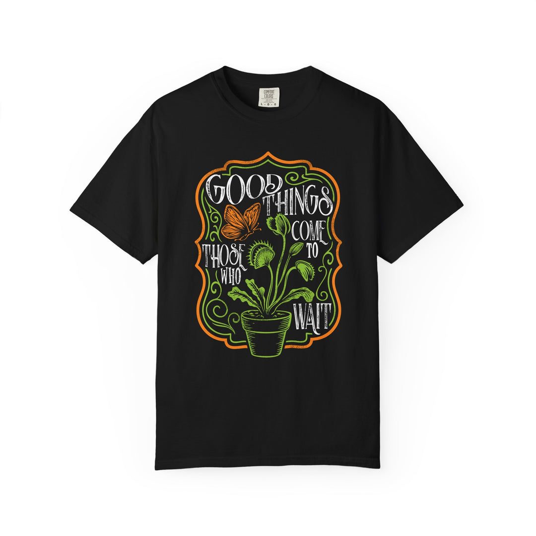 Good Things Come To Those Who Wait Womens WUNDERLAND Backyard Dept Halloween Booteek Short Sleeve Tee