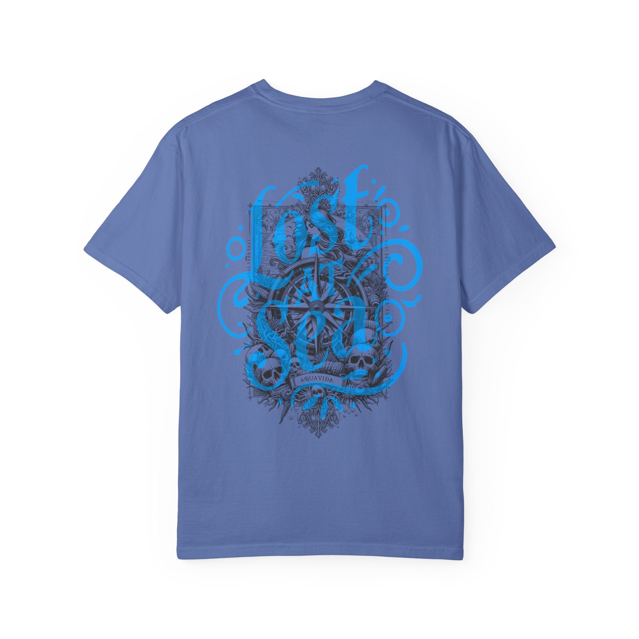 LOST AT SEA NAUTICAL COMPASS SKULLS Mens AQUA VIDA Short Sleeve Tee