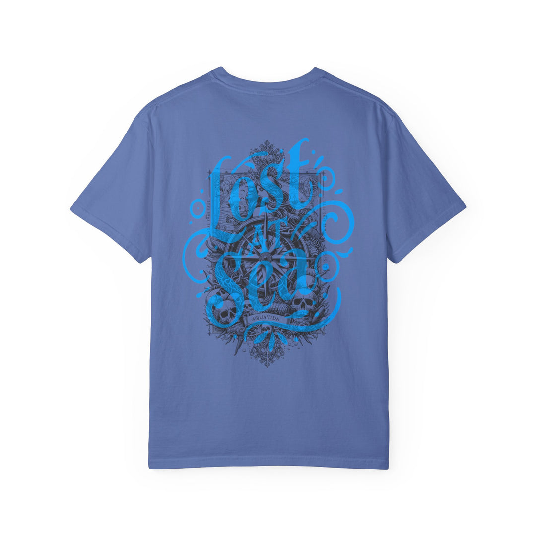 LOST AT SEA NAUTICAL COMPASS SKULLS Mens AQUA VIDA Short Sleeve Tee