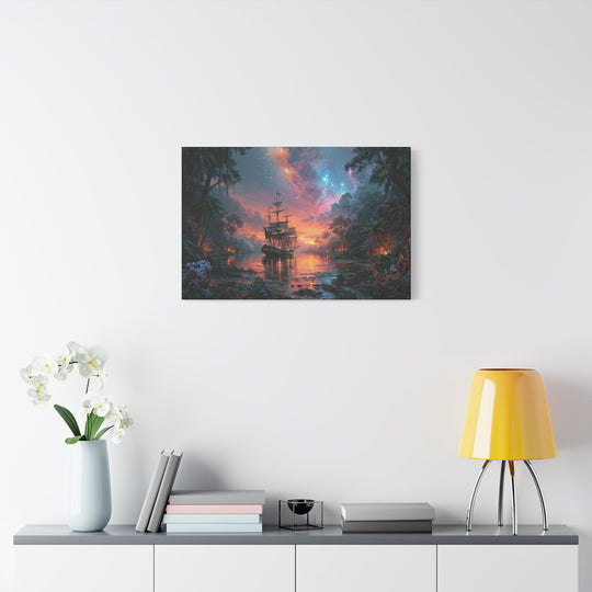 Twilight on the Bay Print Matte Stretched Canvas Wall Art
