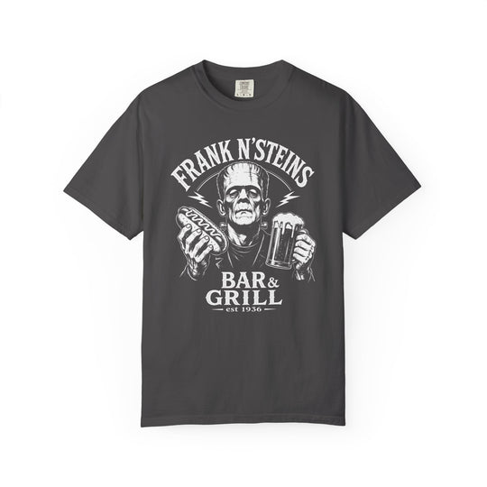 Frank N Steins Bar &amp; Grill Monster Pub Mens WUNDERLAND Halloween Booteek Short Sleeve Tee