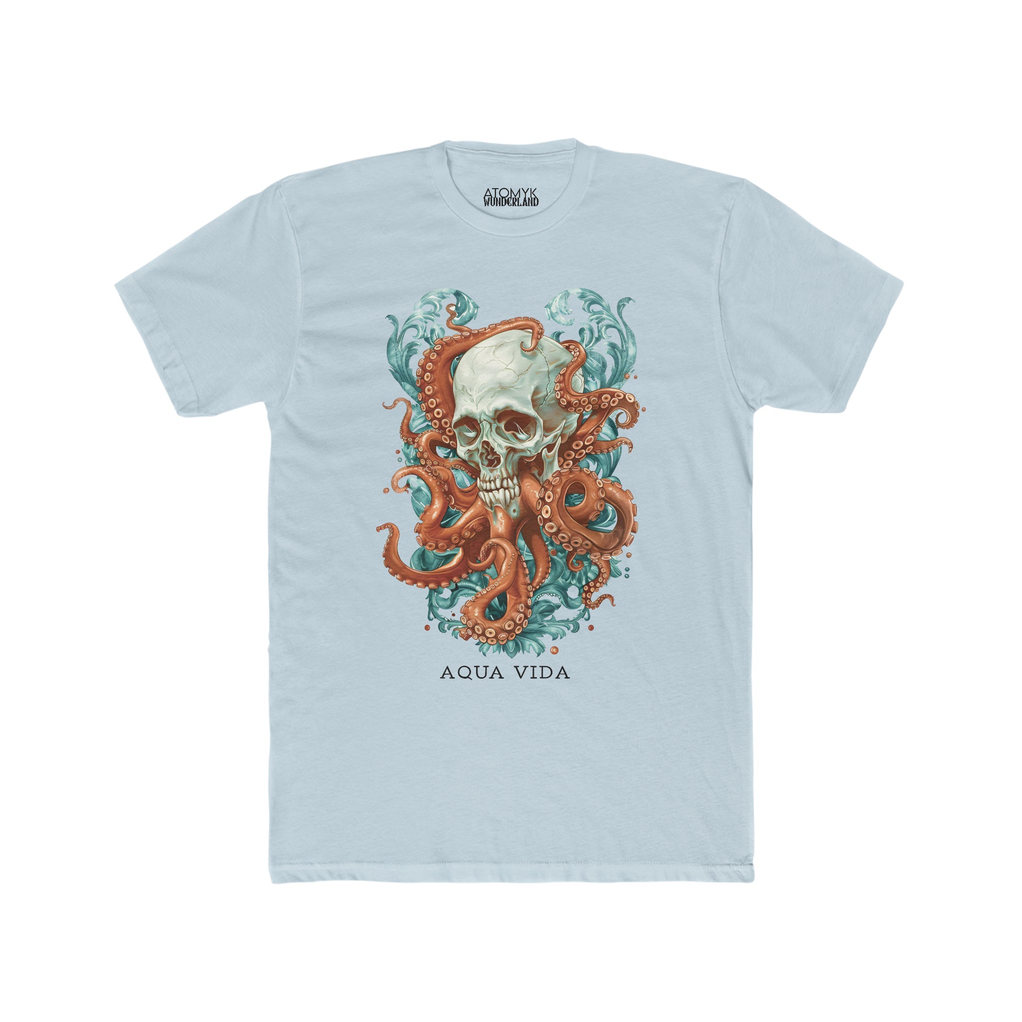 Aqua Vida Kraken Skulls Mens Graphic Tee