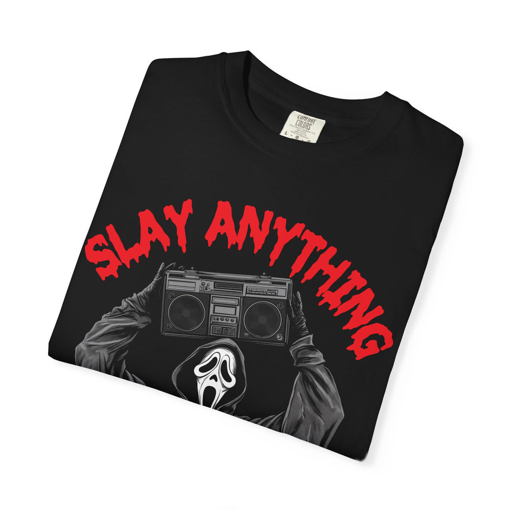 Ghost 'Slay Anything' Horror Movie Mens WUNDERLAND Halloween Booteek Short Sleeve Tee