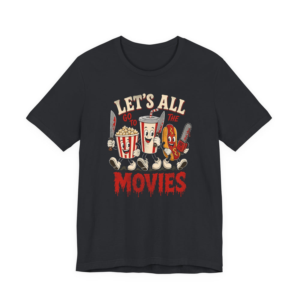 Let's All Go to the Movies Retro Horror Snack Cartoon Men's Halloween Classic Fit Tee