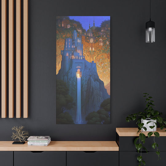 Enchanted Castle Waterfall Art Nouveau Wall Art