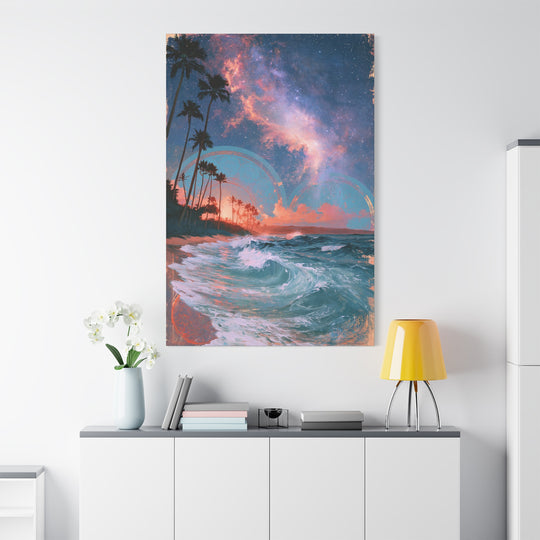 Tropical Wave — Surreal Sunset Beach Canvas Wall Art