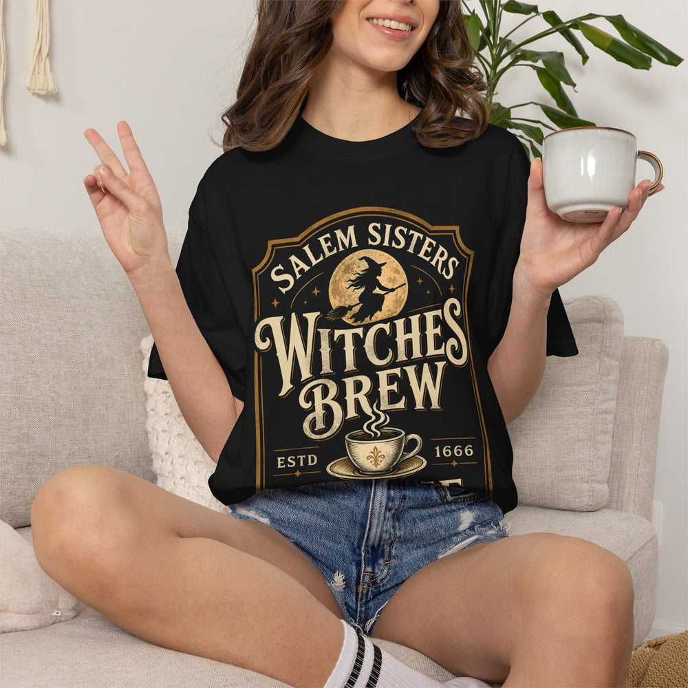 Salem Sisters Witches Brew Coffee Womens WUNDERLAND Halloween Booteek Short Sleeve Tee