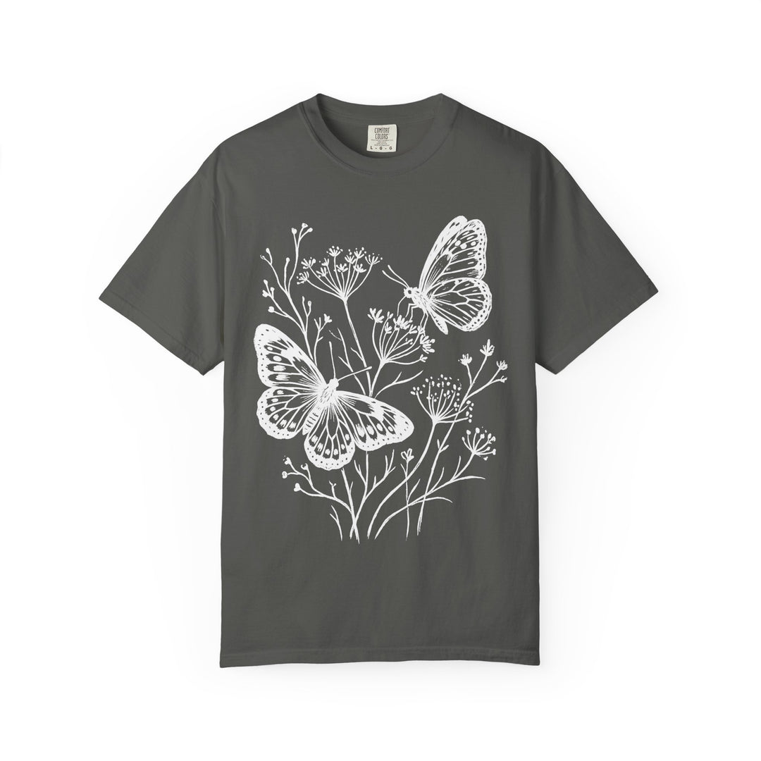 Boho Butterflies And Wildflowers Womens L'Atomique Relaxed Fit Comfort Colors Graphic Tee