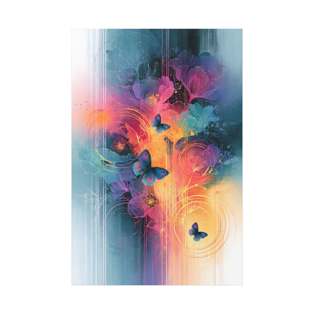 Flutter Of Colors Butterflies And Flora Canvas Wall Art