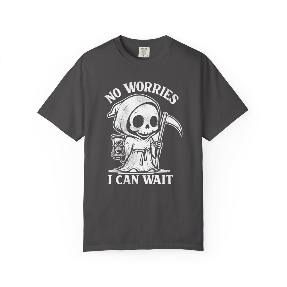 No Worries I Can Wait Grim Reaper Mens WUNDERLAND Halloween Booteek Short Sleeve Tee