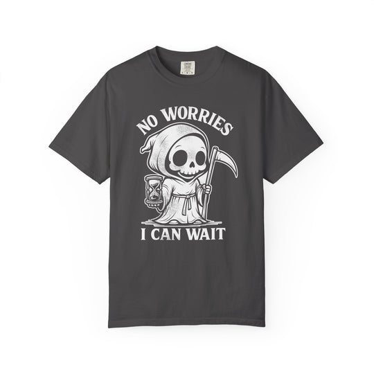 No Worries I Can Wait Grim Reaper Mens WUNDERLAND Halloween Booteek Short Sleeve Tee