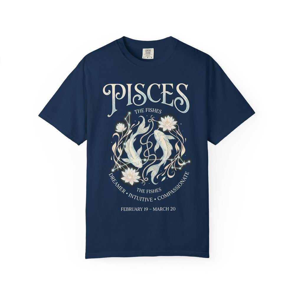 Pisces Zodiac Floral Womens L'Atomique Relaxed Fit Comfort Colors Graphic Tee
