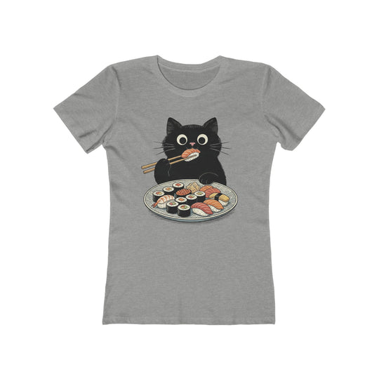 Catch Of The Day Sushi Cat Womens L'Atomique Graphic Boyfriend Short Sleeve tee