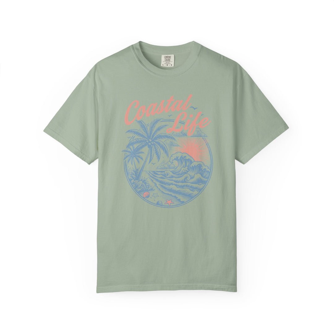Coastal Life Tropical Surf Beach Womens L'Atomique Relaxed Fit Comfort Colors Graphic Tee