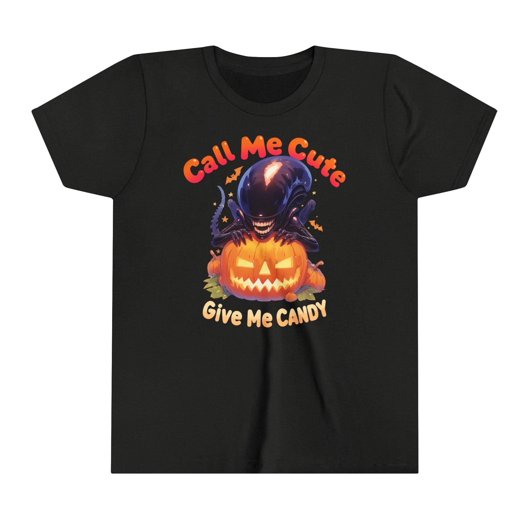 Call Me Cute Give Me Candy Girls Halloween Short Sleeve Tee