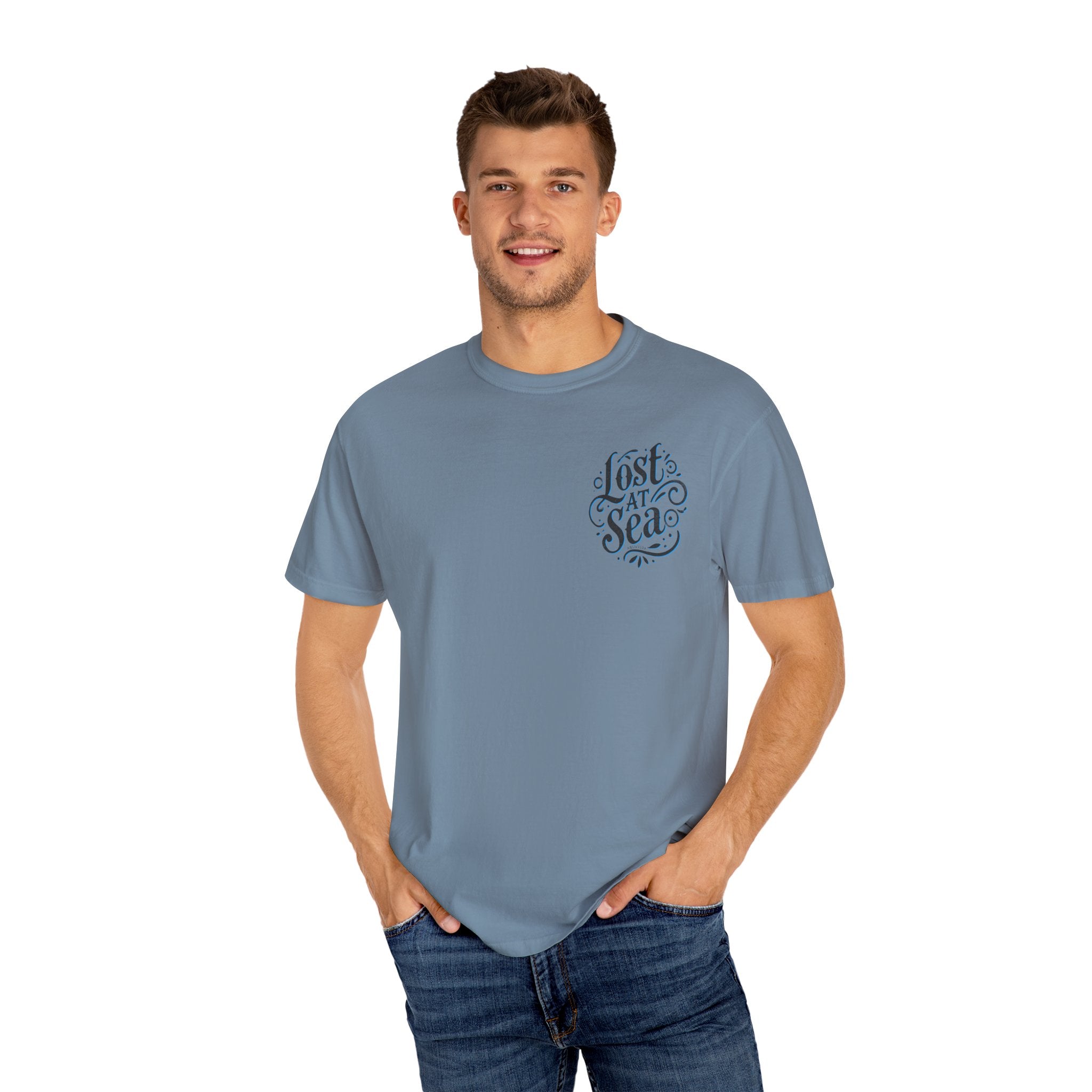 LOST AT SEA NAUTICAL COMPASS SKULLS Mens AQUA VIDA Short Sleeve Tee