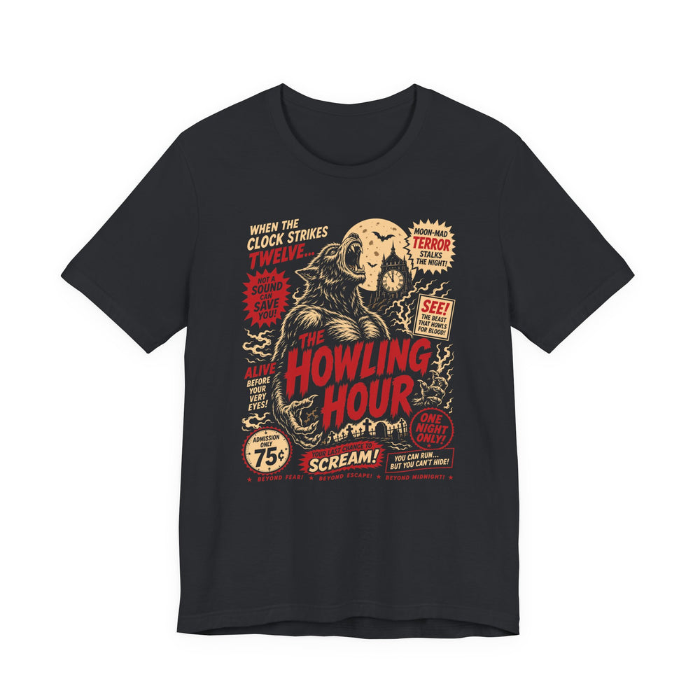 Howling Hour Retro Horror Poster Men's Halloween Classic Fit Tee