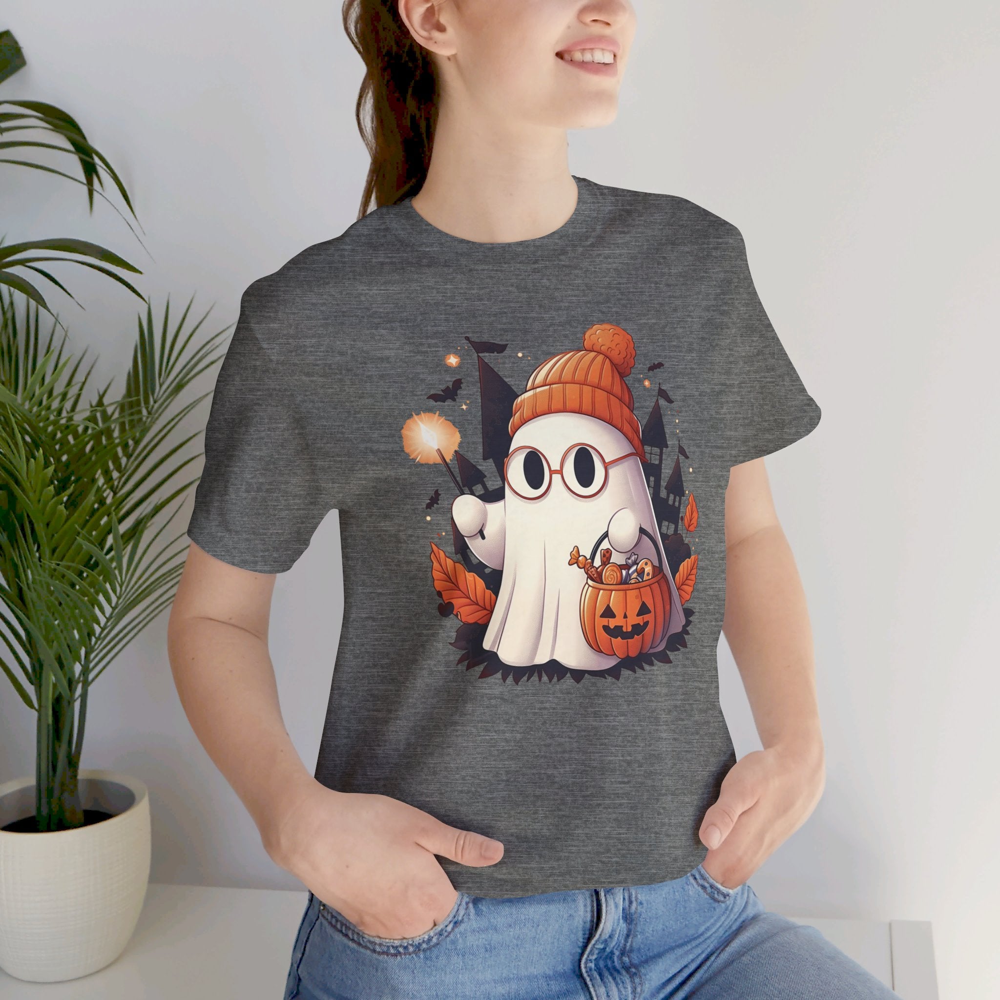 Magic Haunted House Ghost Womens Halloween Booteek Jersey Short Sleeve Tee