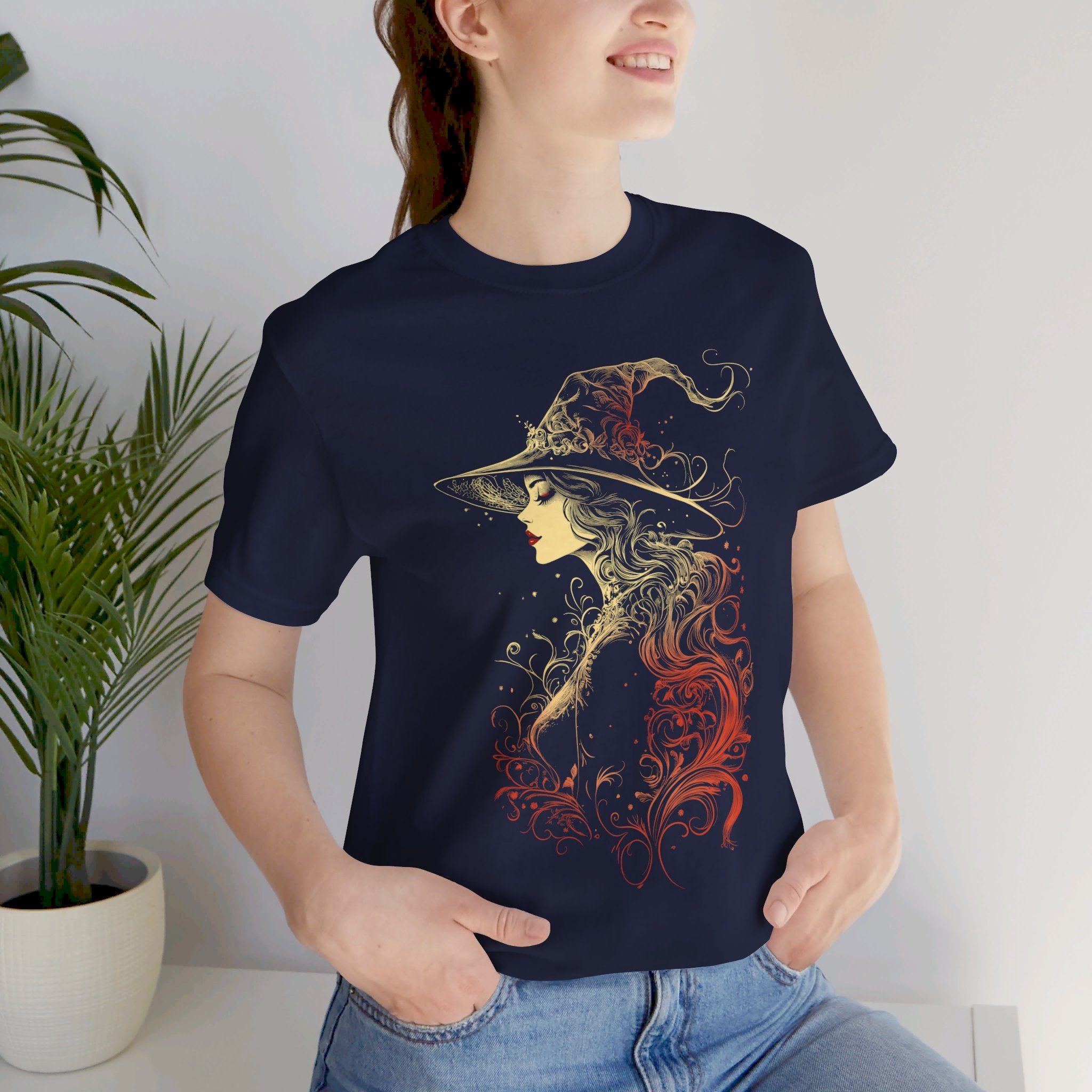 Beautiful Ornate Witch Womens Halloween Booteek Jersey Short Sleeve Tee