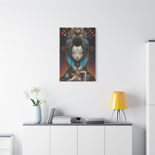 Regal Geisha Canvas Print — Surreal Portrait Wall Art