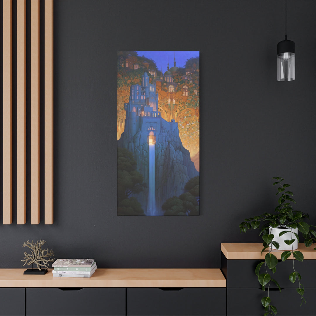 Enchanted Castle Waterfall Art Nouveau Wall Art