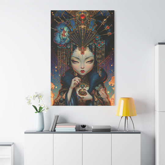 Ornate Geisha Canvas Print — Surreal Portrait Wall Art