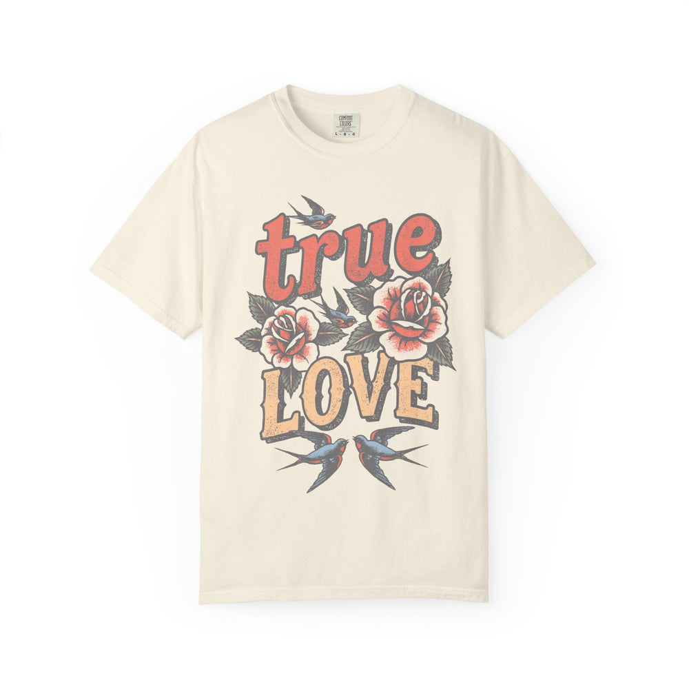 True Love Tattoo Womens L'Atomique Relaxed Fit Comfort Colors Graphic Tee