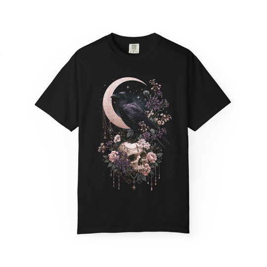 Raven Skull Crescent Moon Floral Women&