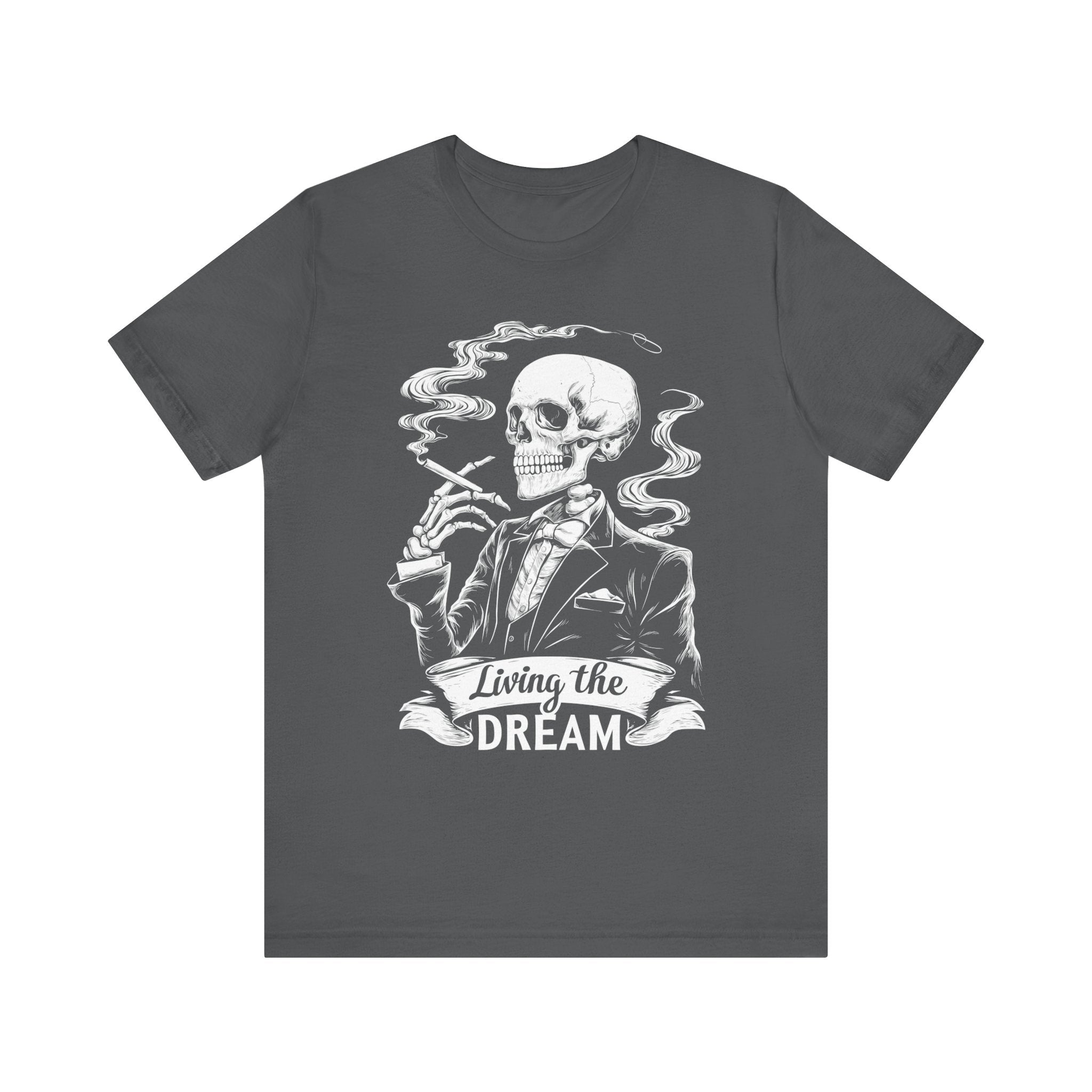 Living The Dream Dapper Skeleton Mens Halloween Booteek Jersey Short Sleeve Tee