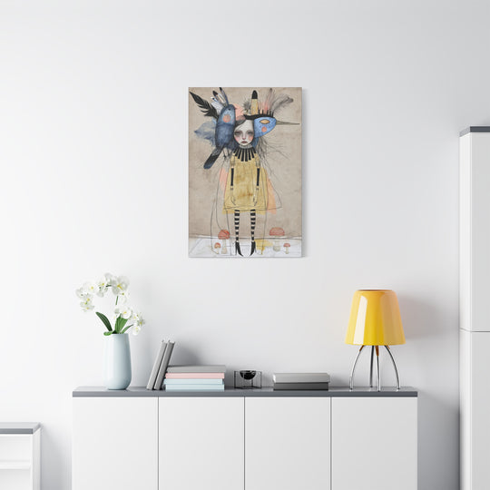 Surreal Serenity Bird Girl Matte Canvas Wall Art