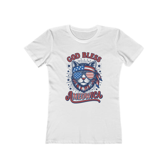 God Bless Ameowica 4th of July Liberty Womens L&