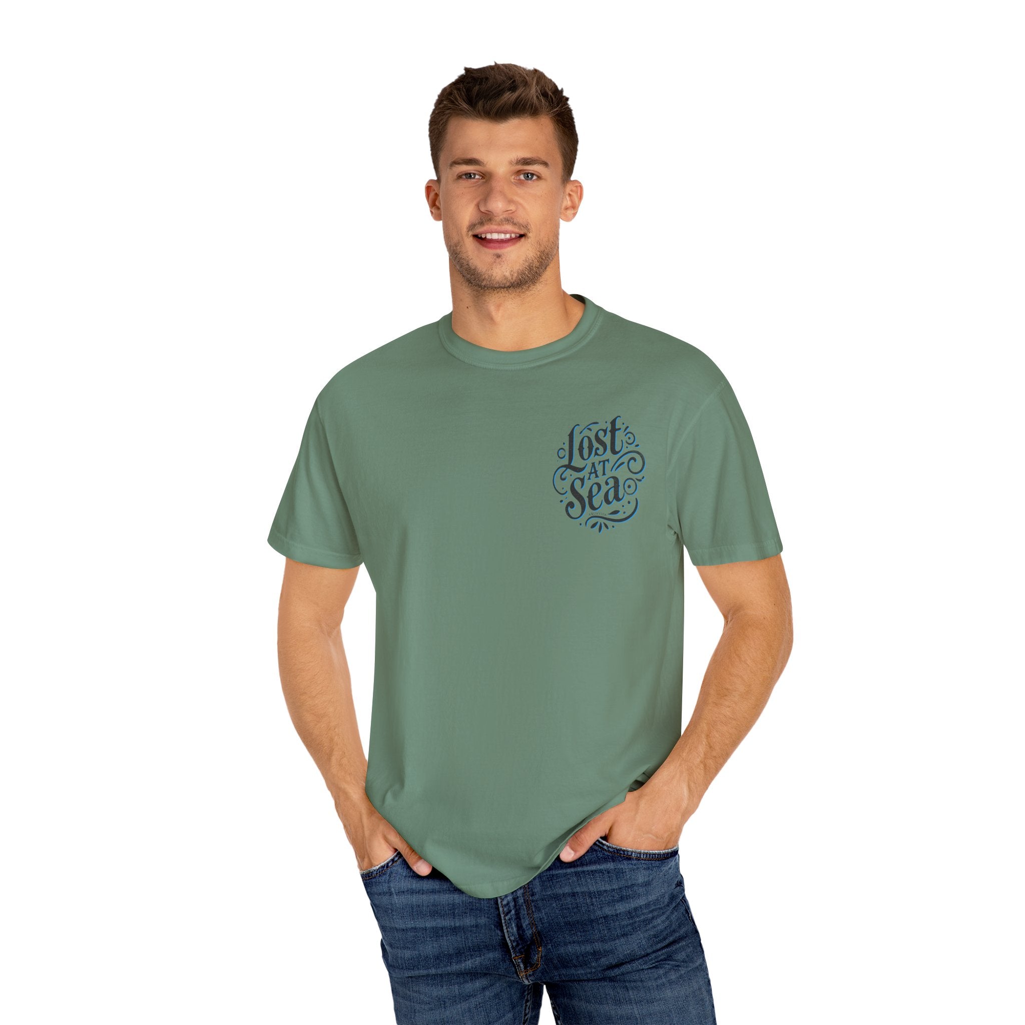 LOST AT SEA NAUTICAL COMPASS SKULLS Mens AQUA VIDA Short Sleeve Tee